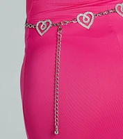 Diamond Heart Rhinestone Chain Belt