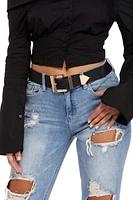 Black Faux Leather Stretch Belt