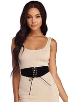 Faux Suede Lace Up Corset