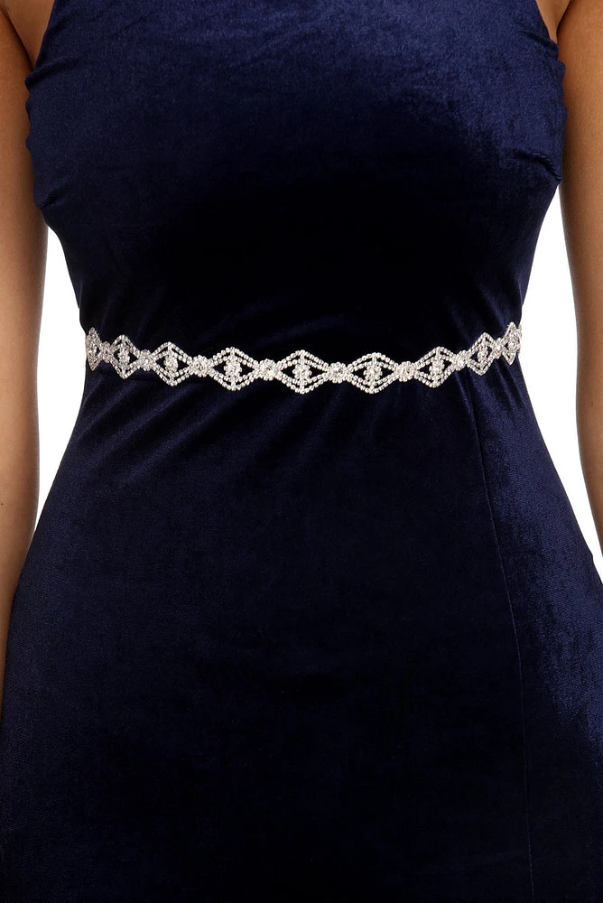 Glam Curved Rhinestone Belt