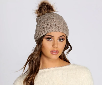 Bling Knit Pom Beanie