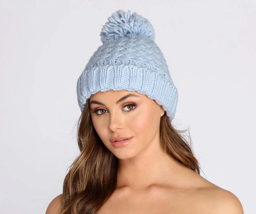 Snow Angel Pom Pom Knit Beanie