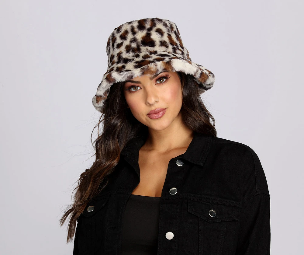 Fur Leopard Bucket Hat