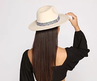 Tribal Print Faux Wool Panama Hat