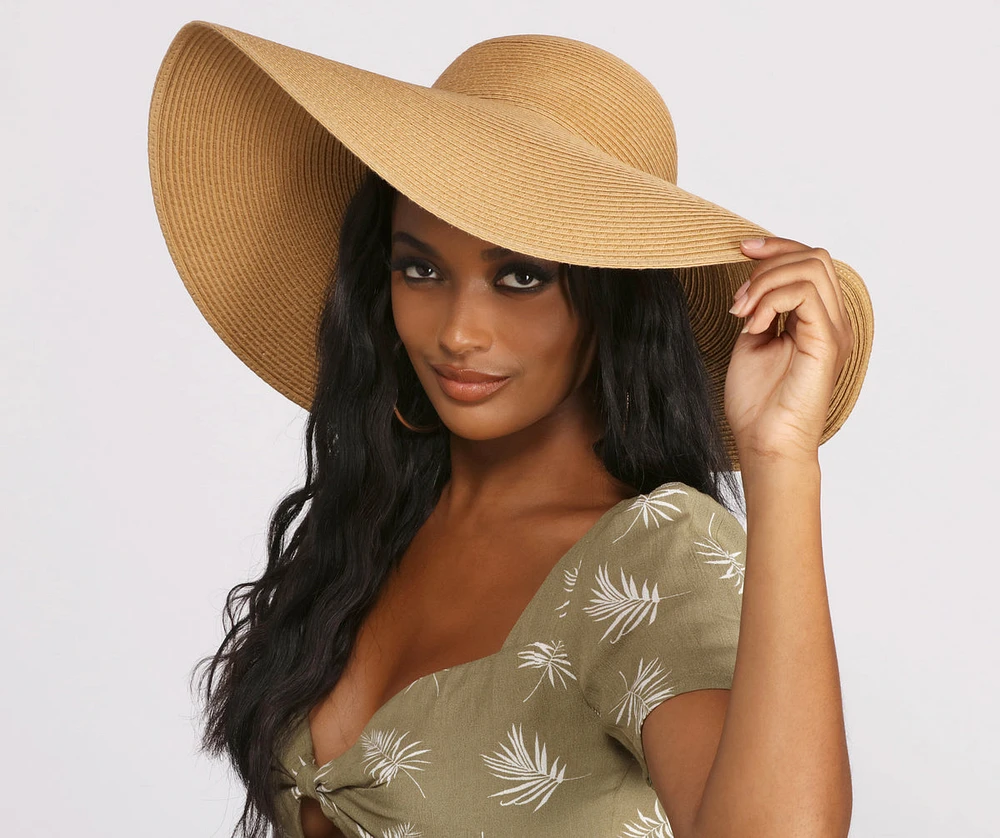 Basic Straw Wide Brim Floppy Hat