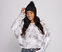 Rhinestone Glamour Pom Knit Beanie