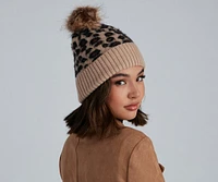 Cutie Spotted Leopard Pom Beanie