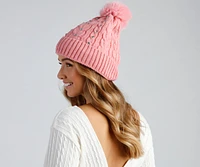 Snow Sparkle Rhinestone Pom Beanie