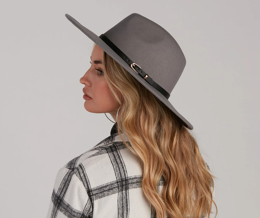 West Bound Faux Wool Buckle Panama Hat