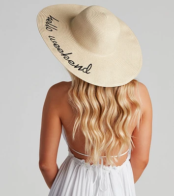 Hello Weekend Straw Floppy Hat