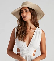 Sun Soaked Chain Straw Floppy Hat