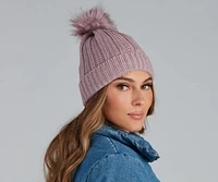 Cutie Pom Twist Knit Beanie