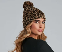 In The Wild Leopard Pom Beanie