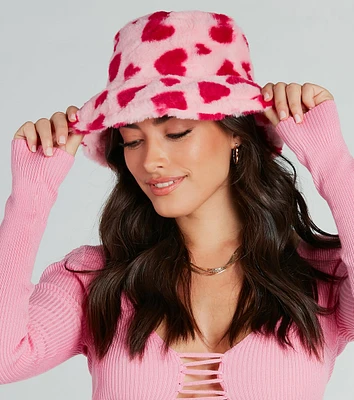 Heart For Cozy Faux Fur Bucket Hat