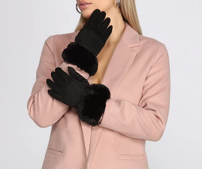 Faux Fur Text Friendly Gloves