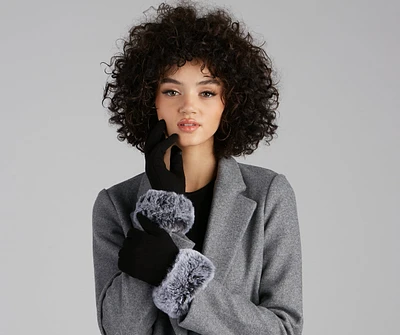 Lady In Faux Fur Cuff Gloves