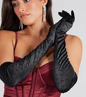 Glamorous Affair Satin Rhinestone Gloves