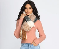 Plaid Fringe Over-Sized Scarf