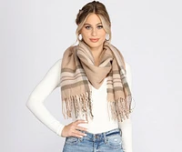 Classic Chic Plaid Fringe Scarf