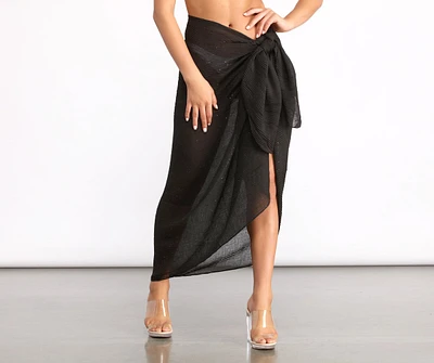 Pleated Glitter Sarong Wrap