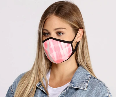 Neon Pink Tie Dye Face Mask