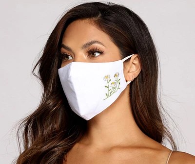 Reusable Chamomile Print Face Mask With Earloops