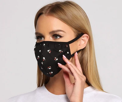 Dark Floral Face Mask With Earloops