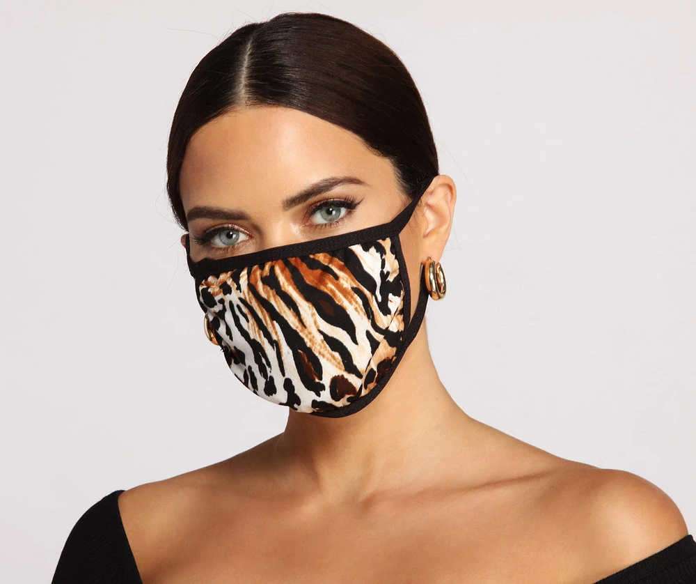 Stay Fierce Tiger Print Face Mask