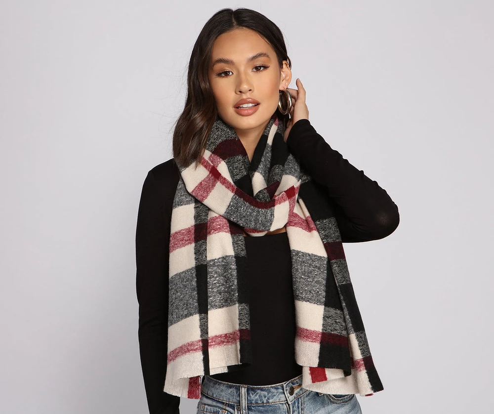 Cuddle Weather Plaid Blanket Scarf