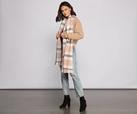 Wrapped In Cozy Vibes Plaid Blanket Scarf