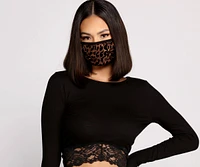 Velvet Leopard Face Mask With Earloops