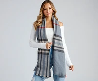 SoHo Plaid Frey Hem Scarf