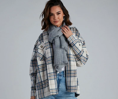 Wrapped Up Cozy Plaid Blanket Scarf