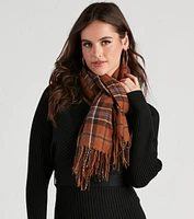 Wrap Me In Plaid Fringe Scarf