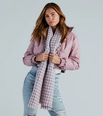 Pop Of Style Checkered Knit Scarf