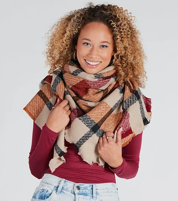 Cozy Time Large Plaid Scarf