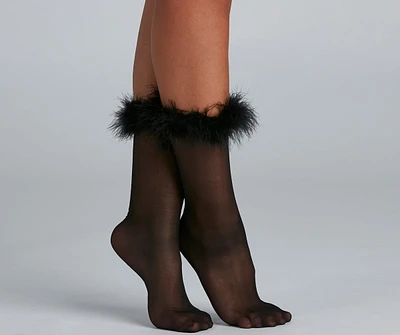 Total Glam Girl Marabou Trim Stockings