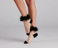 Classy Girl Marabou Trim Socks