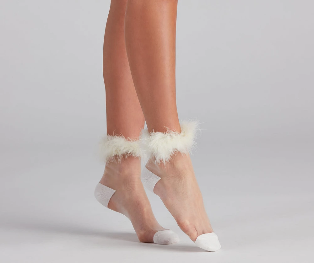 Diva Day Marabou Trim Socks