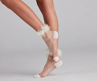 Diva Day Marabou Trim Socks