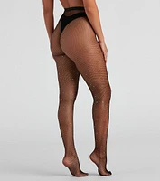 High Waist Heat Stone Fishnet Tights