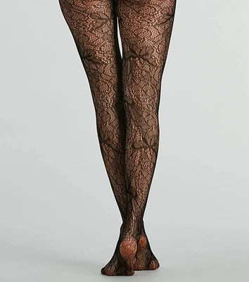 Butterfly Charm Lace Fishnet Tights