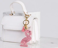 Rhinestone Flamingo Keychain