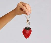 Rhinestone Strawberry Keychain