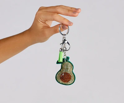 Rhinestone Avocado Keychain