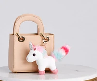 Plush Rhinestone Unicorn Keychain