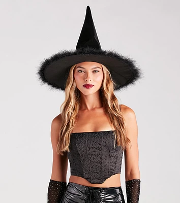 Spellbinding Beauty Velvet Marabou Witch Hat