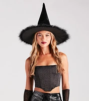 Spellbinding Beauty Velvet Marabou Witch Hat