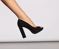 Peep Toe Platform Block Heels