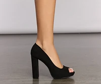 Peep Toe Platform Block Heels